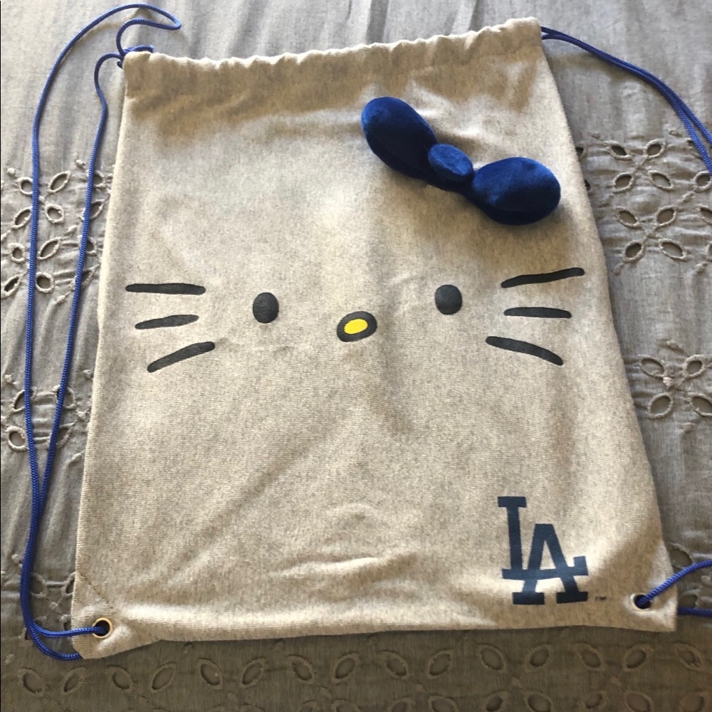 Dodgers hello kitty drawstring bag